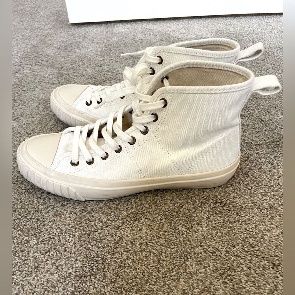 J.Crew -‎ Classic High-Top Sneakers Upper Cloth & Rubber Sole - Cream - Size 6.5 - Picture 4 of 11